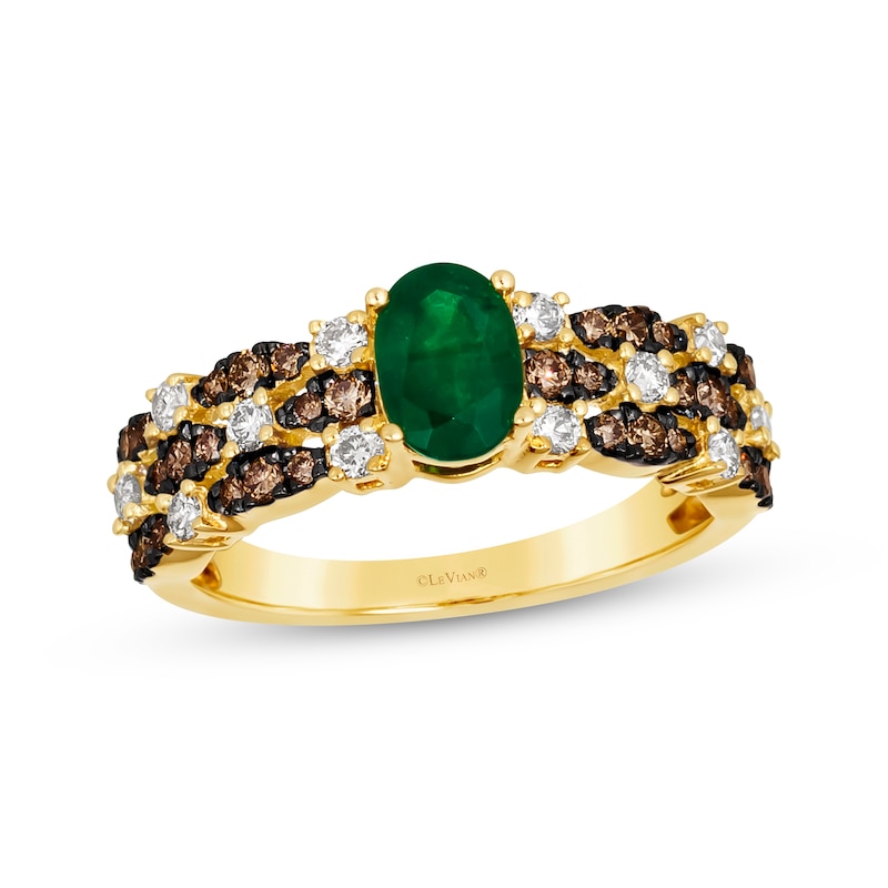 Le Vian Venetian Mosaic Emerald Ring 5/8 ct tw Diamonds Honey Gold Plated