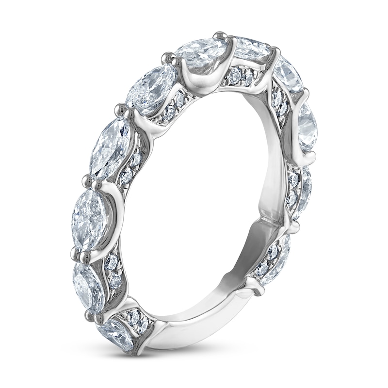 Diamond Anniversary Ring 2 ct tw Marquise & Round-cut White Gold Plated