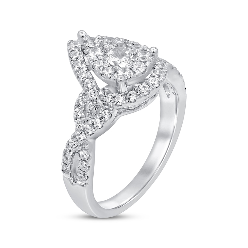 Diamond Engagement Ring 1 ct tw Round-cut White Gold Plated