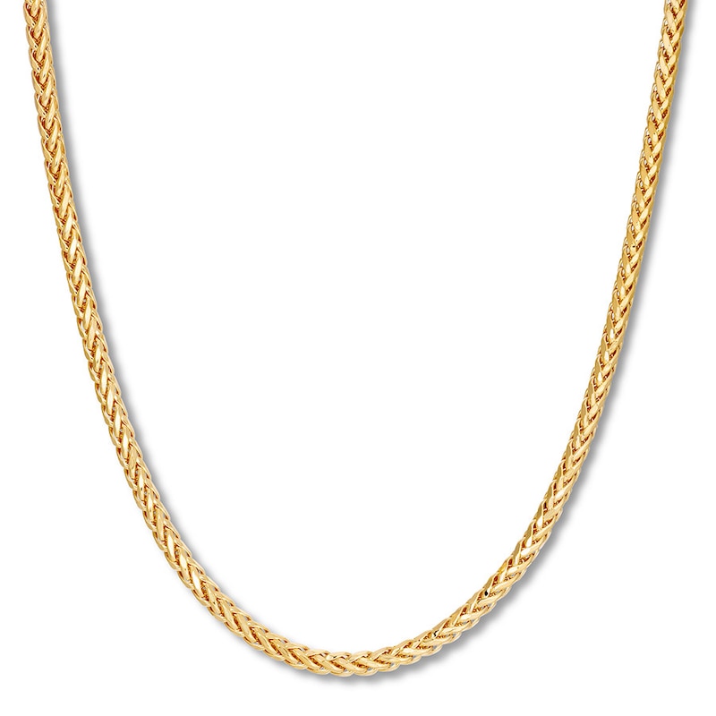 Wheat Chain Necklace Yellow Gold Plated 24"