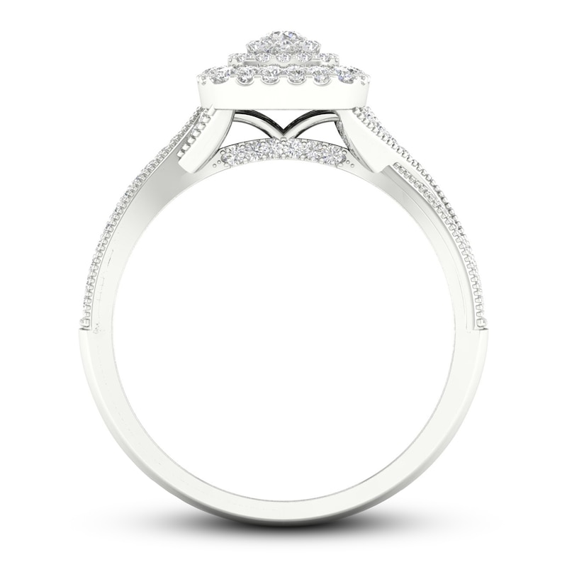 Diamond Engagement Ring 3/8 ct tw Round-cut White Gold Plated