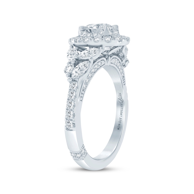 Monique Lhuillier Bliss Oval-Cut Diamond Engagement Ring 1-1/4 ct tw White Gold Plated
