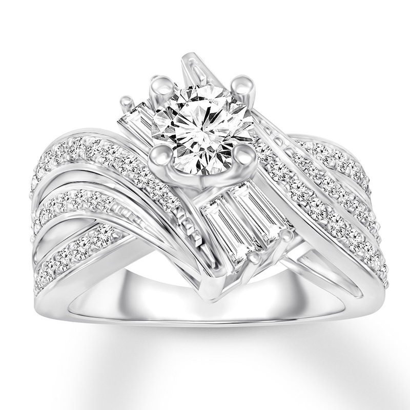 Diamond Engagement Ring 1 ct tw Round-cut White Gold Plated