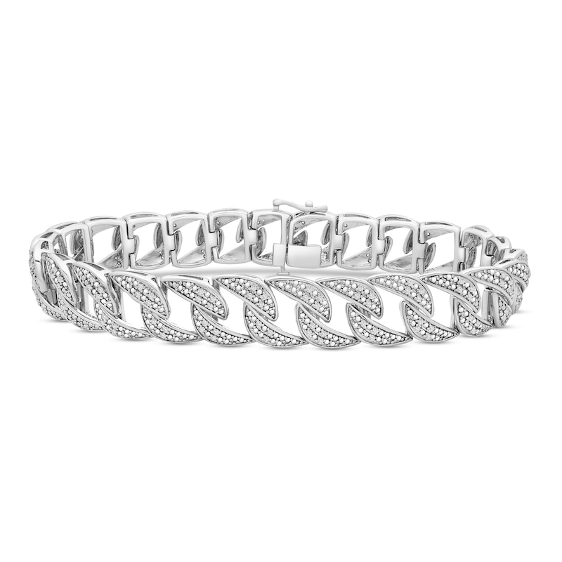 Men's Diamond Bracelet 1 ct tw Silver Plated 8.5"