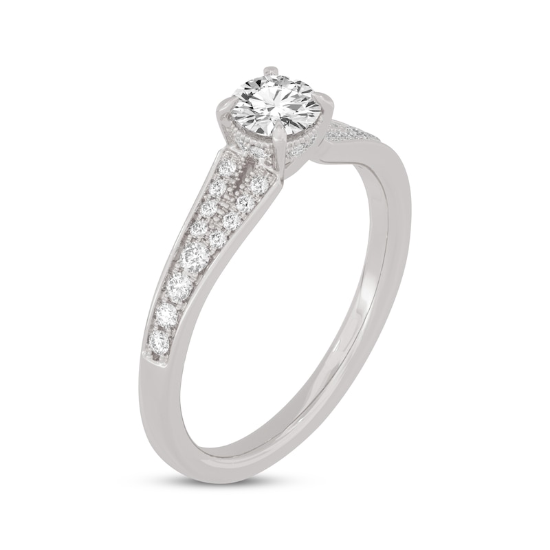 Round-Cut Split-Shank Engagement Ring 3/4 ct tw White Gold Plated
