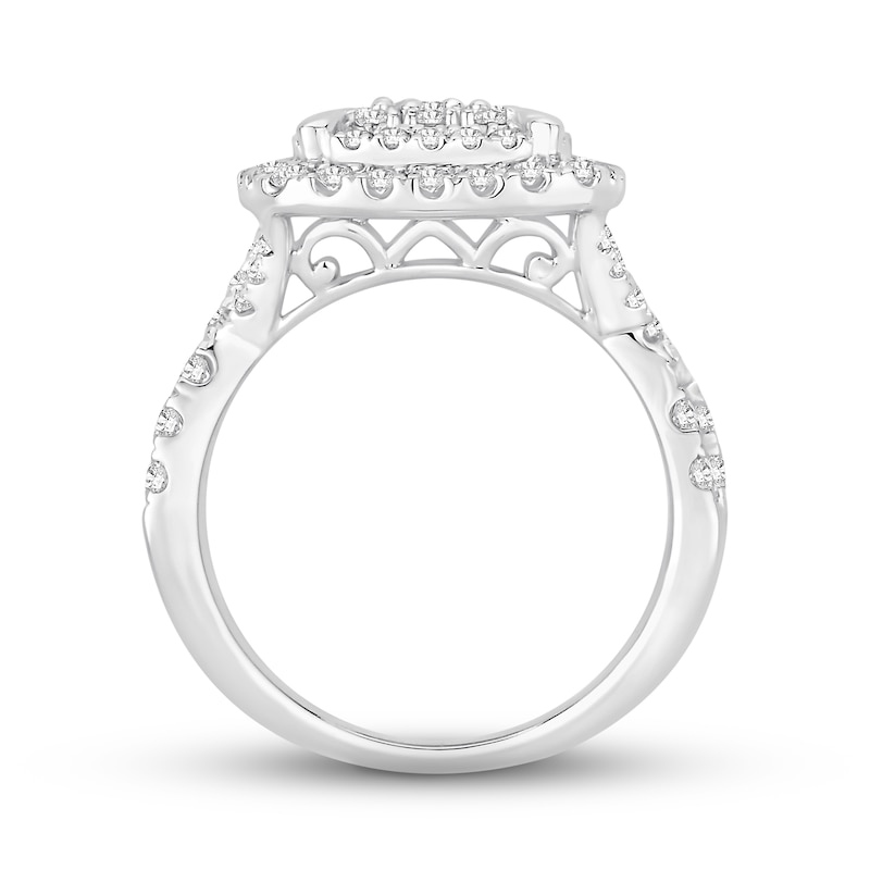 Diamond Engagement Ring 1-1/2 ct tw Round-cut White Gold Plated
