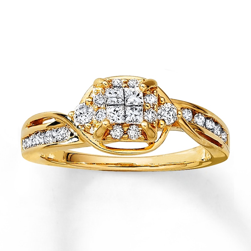 Diamond Ring 5/8 ct tw Yellow Gold Plated