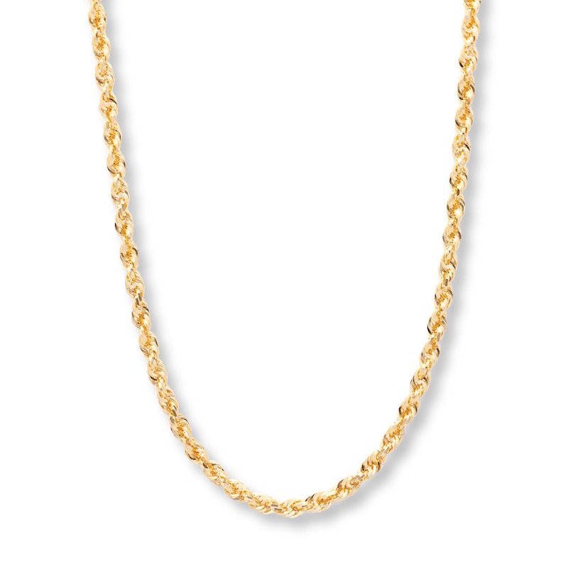 Solid Rope Chain Necklace Yellow Gold Plated 24"