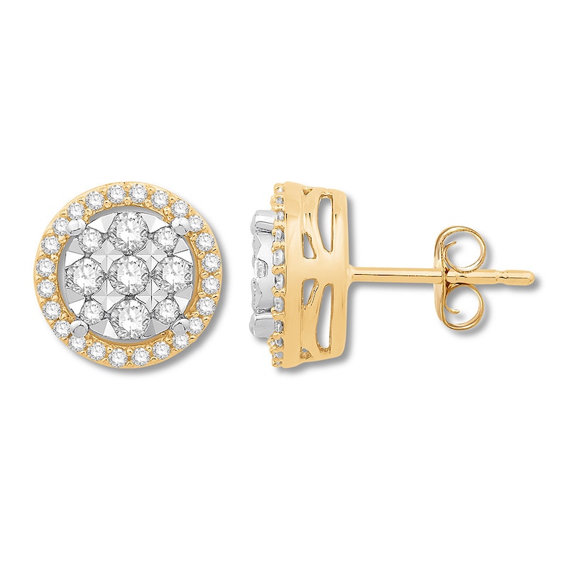 Diamond Stud Earrings 1/2 cttw Two-Tone Gold Plated