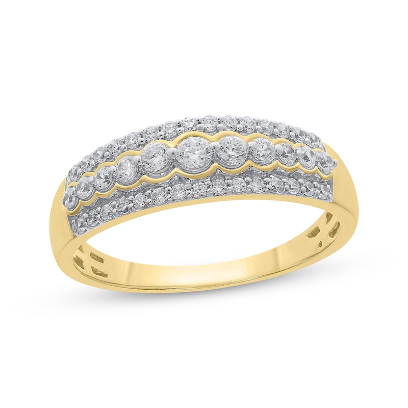 Diamond Anniversary Band 1/2 ct tw Round-cut Yellow Gold Plated