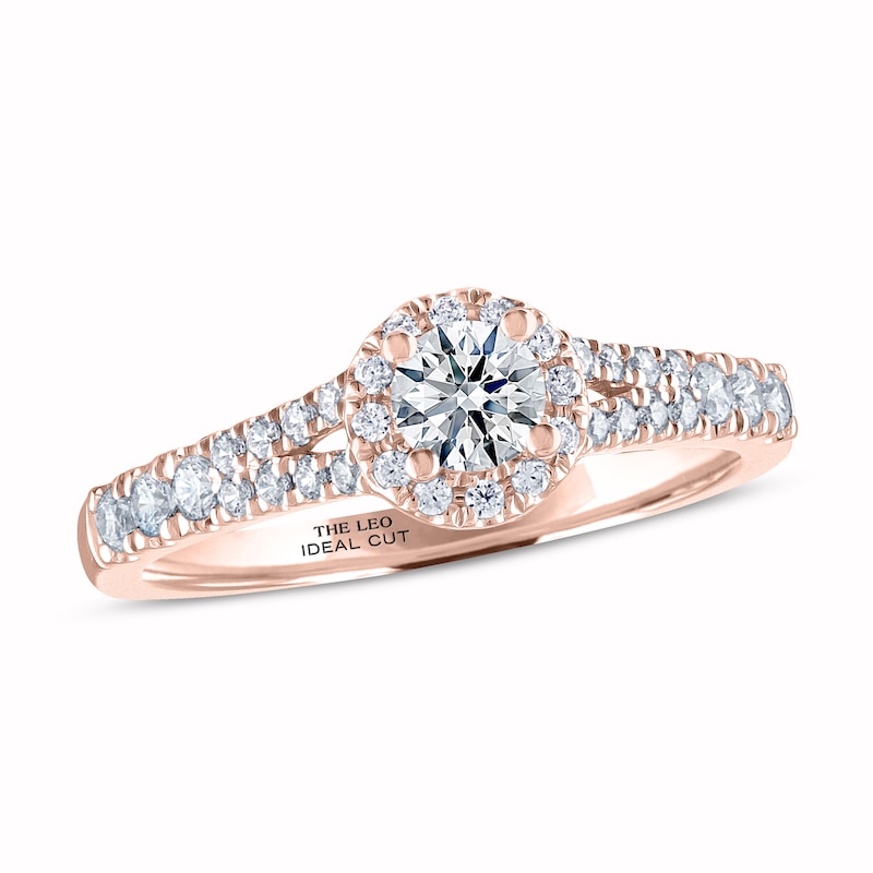 THE LEO Ideal Cut Diamond Engagement Ring 5/8 ct tw Rose Gold Plated