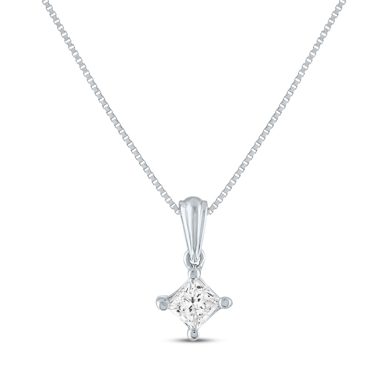 Princess-Cut Diamond Solitaire Necklace 1/3 ct tw White Gold Plated 18"