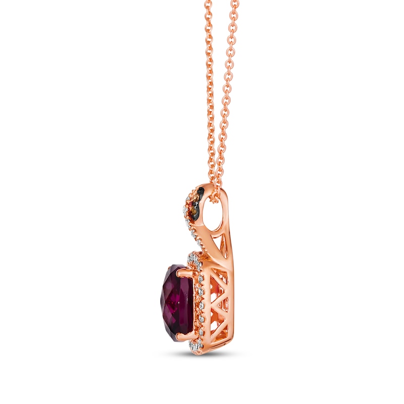 Le Vian Chocolate Twist Cushion-Cut Rhodolite Necklace 1/5 ct tw Diamonds Strawberry Gold Plated 19"