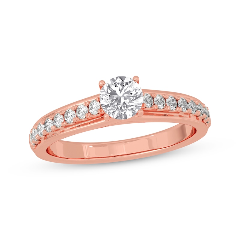 Round-Cut Diamond Engagement Ring 3/4 ct tw Rose Gold Plated