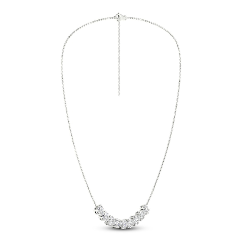 Diamond Smile Necklace 2 ct tw Oval & Round-cut White Gold Plated 18"