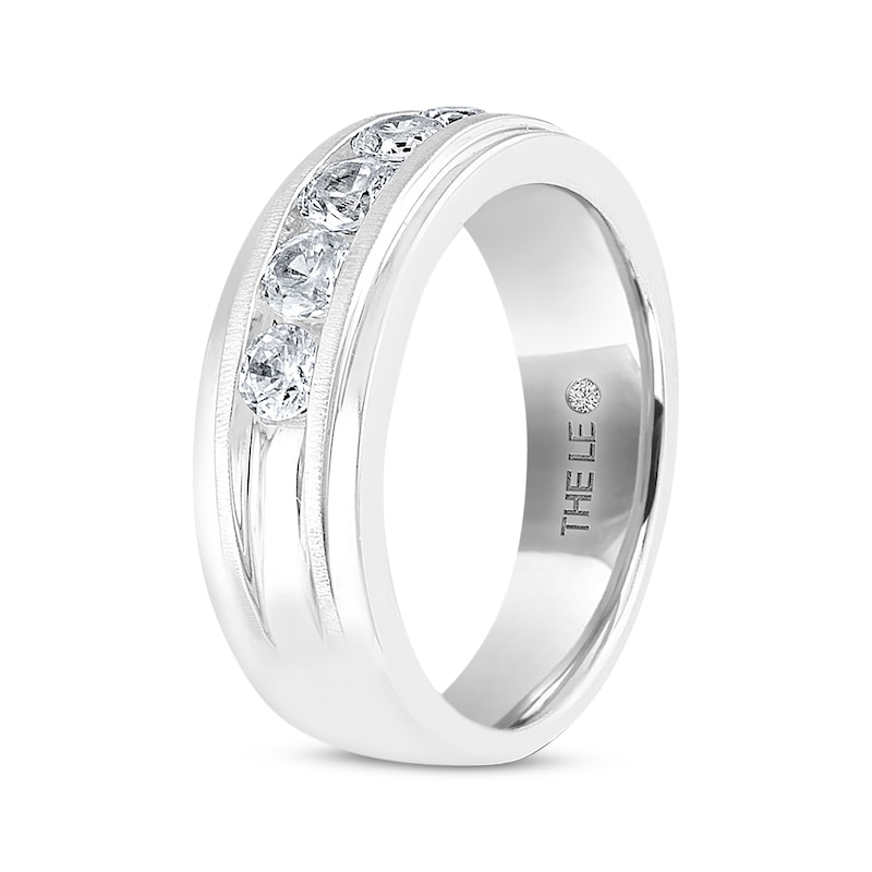 Men's THE LEO Diamond Wedding Band 1 ct tw Round-cut White Gold Plated