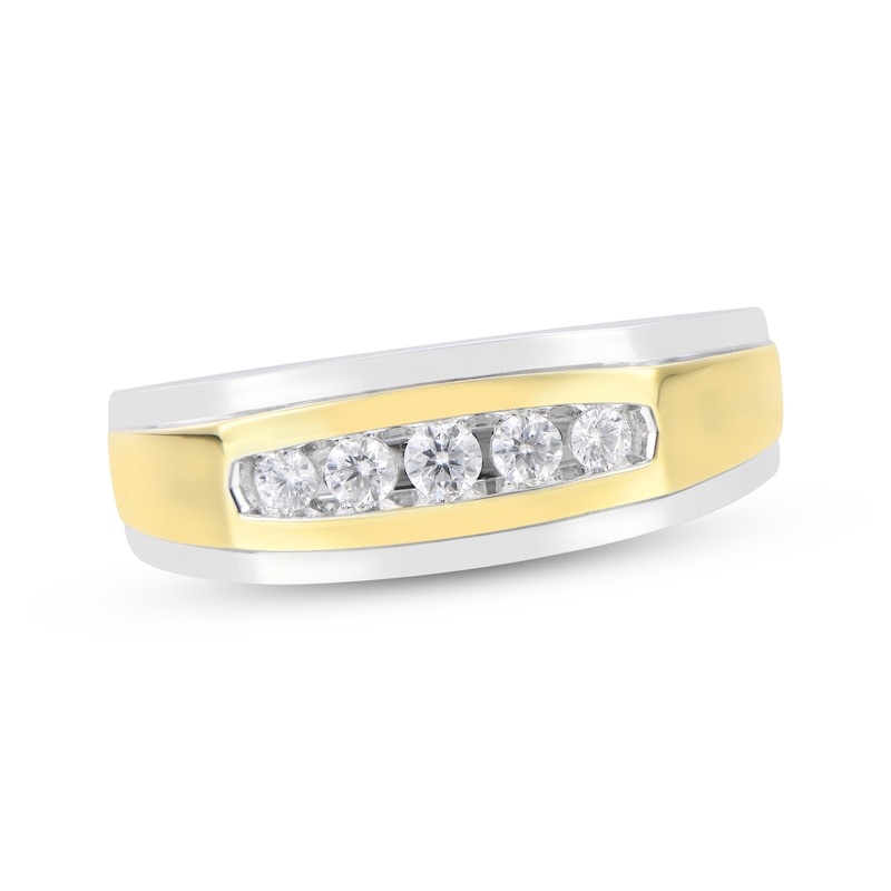 Men’s Diamond Angled Wedding Band 1/4 ct tw Two-Tone Gold Plated