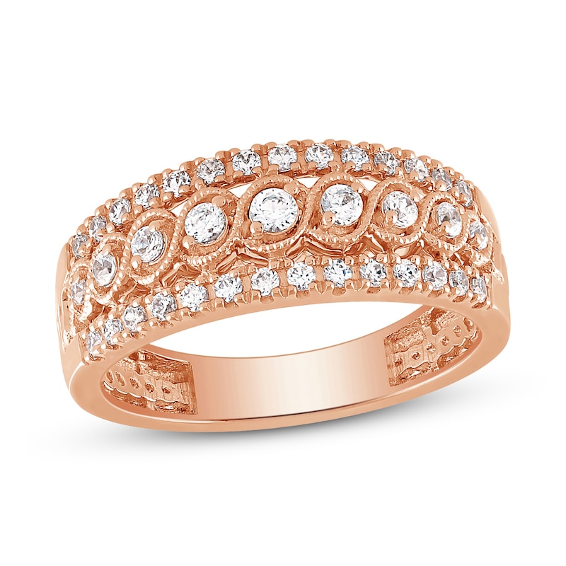 Diamond Anniversary Ring 1/2 ct tw Round-cut Rose Gold Plated