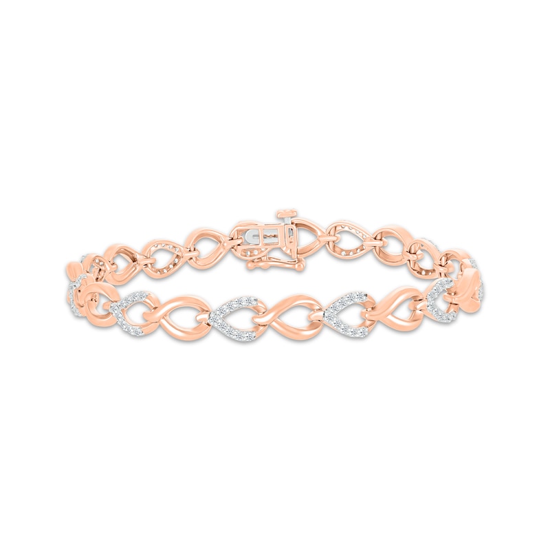 Diamond Teardrop Link Bracelet 1 ct tw Rose Gold Plated 7.25”