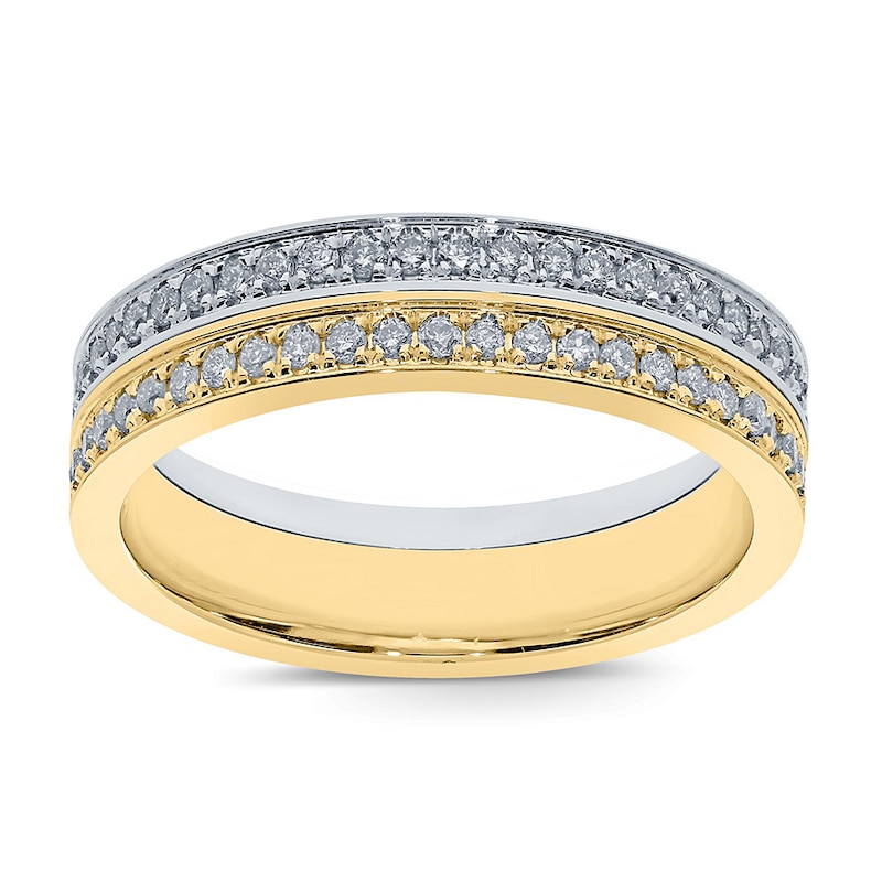 Men's Diamond Spinning Wedding Band 1 ct tw Round-cut Two-Tone Gold Plated - Size 10