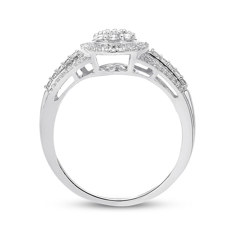 Diamond Teardrop Ring 1/2 ct tw Round-cut White Gold Plated