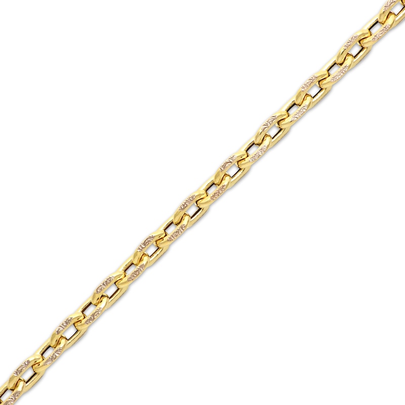 Diamond-Cut Pavé Hollow Cable Chain Necklace 7.7mm Yellow Gold Plated 18”