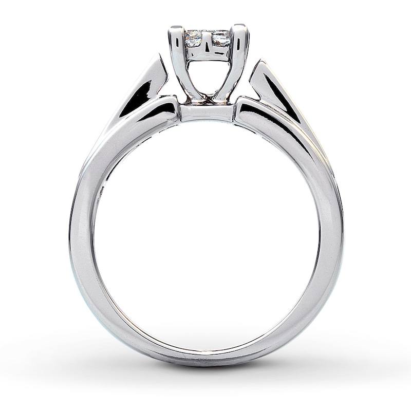 Engagement Ring 1 ct tw Princess-cut Diamonds White Gold Plated