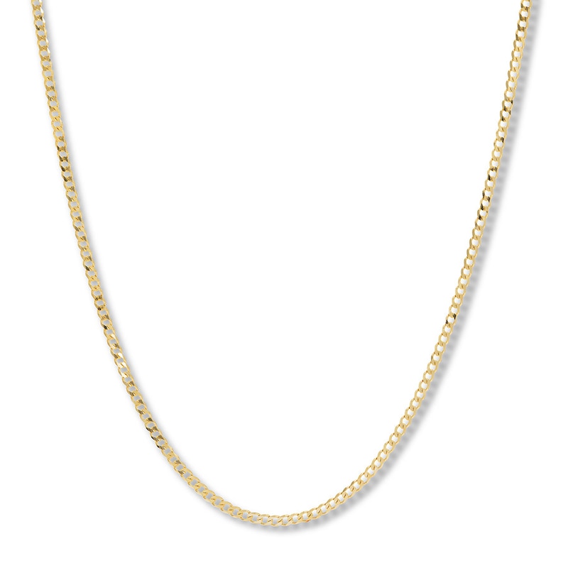 24 Solid Curb Chain Necklace Yellow Gold Plated Appx. 2.7mm
