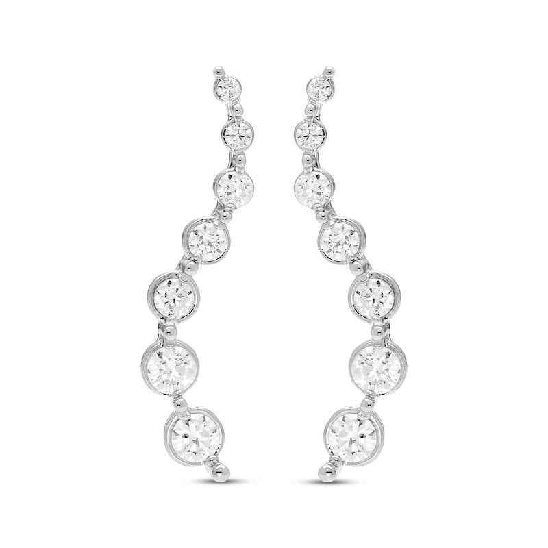 Diamond Curved Journey Earrings 5/8 ct tw White Gold Plated