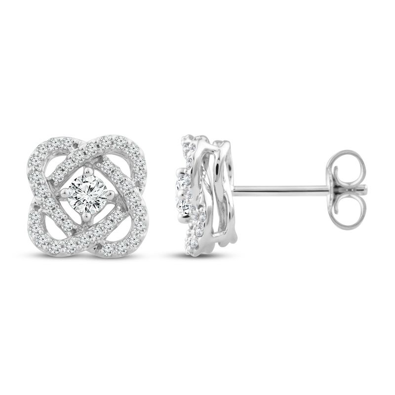 Center of Me Diamond Stud Earrings 1/2 ct tw White Gold Plated