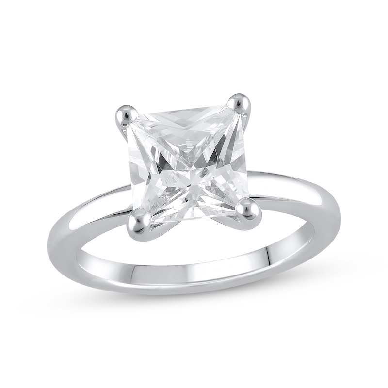 Lab-Created Diamonds by Princess-Cut Solitaire Engagement Ring 3 ct tw White Gold Plated