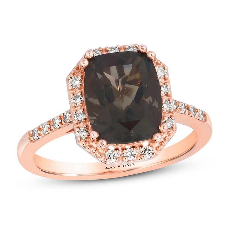 Le Vian Quartz Ring 1/6 ct tw Diamonds Strawberry Gold Plated