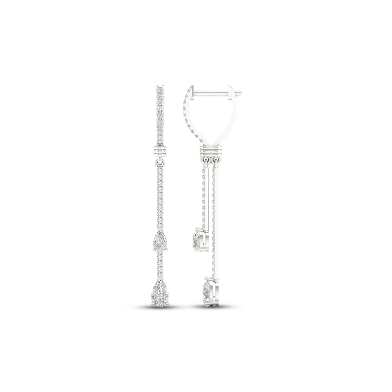 Diamond Huggie Drop Earrings 1 ct tw Pear & Round-cut White Gold Plated