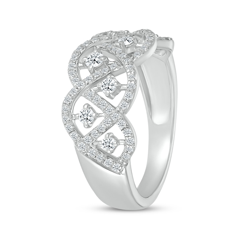 Diamond Open Braid Ring 1/2 ct tw White Gold Plated