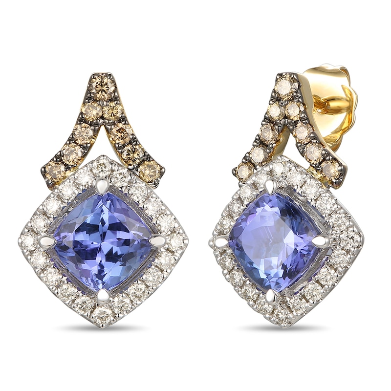 Le Vian Creme Brulee Tanzanite Earrings 5/8 ct tw Diamonds Two-Tone Gold Plated