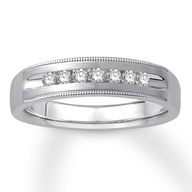 Men's Diamond Wedding Band 1/4 ct tw Round-cut White Gold Plated