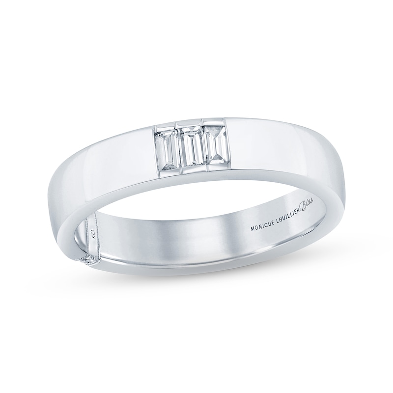 Monique Lhuillier Bliss Men's Diamond Wedding Band 1/4 ct tw Baguette & Round-cut White Gold Plated