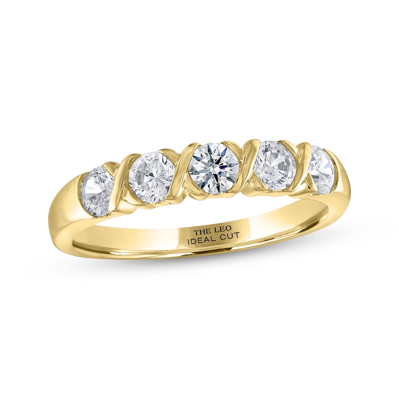 THE LEO Ideal Cut Round-Cut Diamond Anniversary Band 3/4 ct tw Yellow Gold Plated