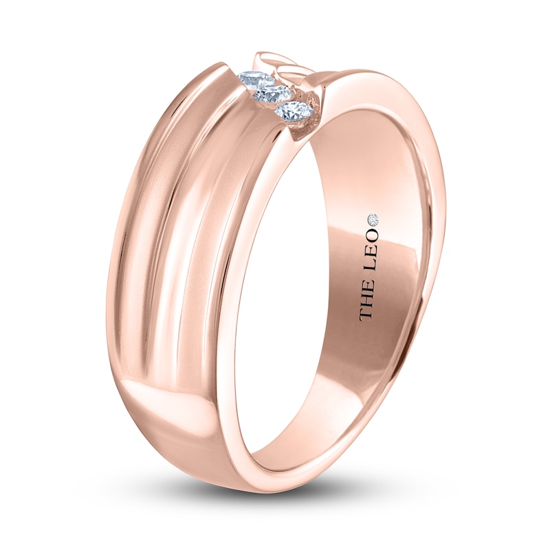Men's THE LEO Diamond Wedding Band 1/6 ct tw Round-cut Rose Gold Plated