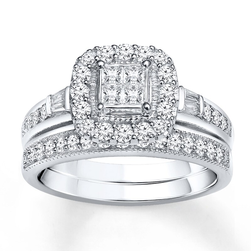 Diamond Bridal Set 1/2 ct tw Princess-cut 14K White Gold