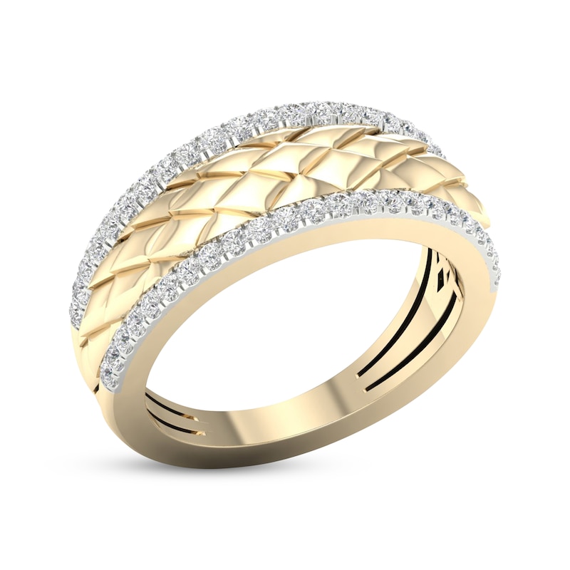 Diamond Edge Scale Ring 1/3 ct tw Round-cut Yellow Gold Plated