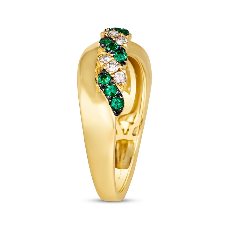 Le Vian Emerald & Diamond Crossover Twist Ring 1/5 ct tw Honey Gold Plated
