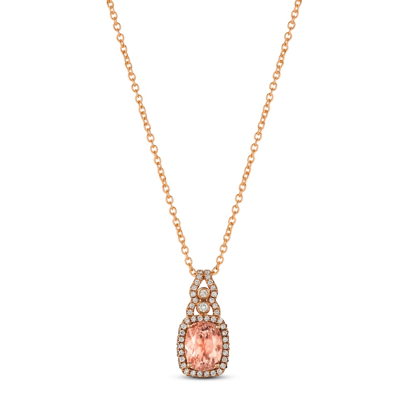 Le Vian Creme Brulee Morganite Necklace 1/2 ct tw Diamonds Strawberry Gold Plated 18"