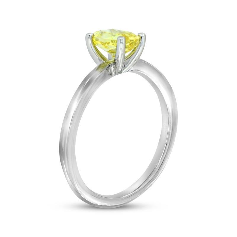 Lab-Created Diamonds by Oval-Cut Yellow Solitaire Ring 1 ct tw White Gold Plated