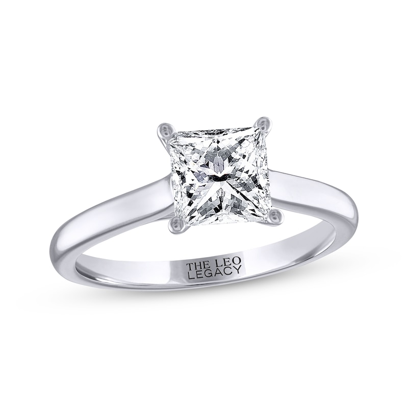 THE LEO Legacy Lab-Created Diamond Princess-Cut Solitaire Engagement Ring 1-1/2 ct tw White Gold Plated
