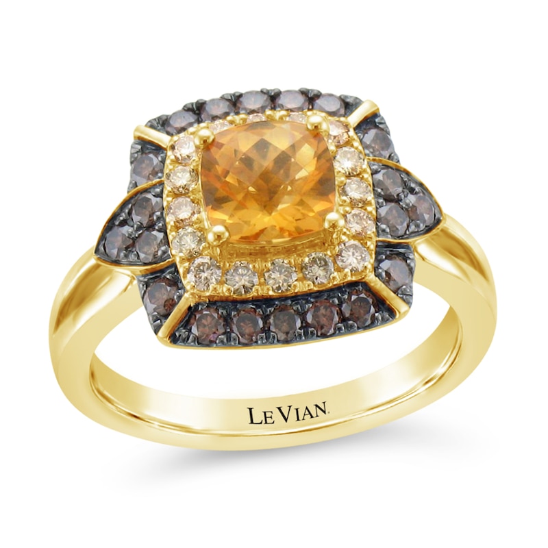 Le Vian Citrine Ring 5/8 ct tw Diamonds Honey Gold Plated