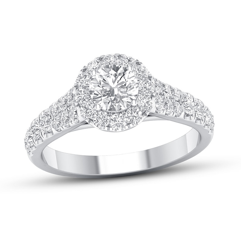 Certified Diamond Engagement Ring 1-1/5 ct tw White Gold Plated