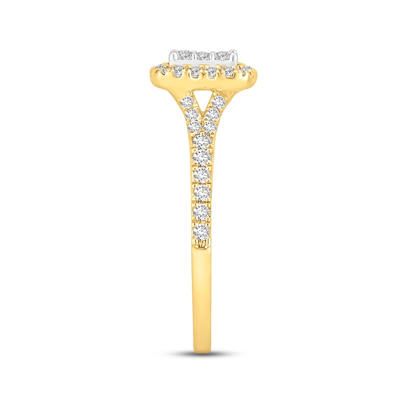 Multi-Diamond Engagement Ring 3/4 ct tw Round-cut Two-Tone Gold Plated