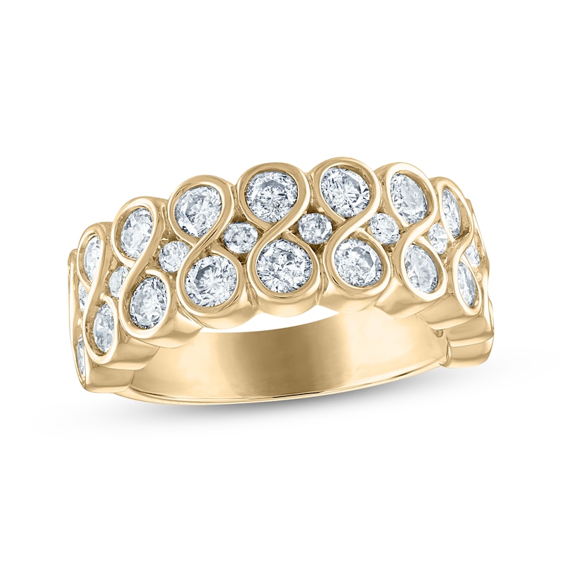 Every Moment Diamond Stacked Infinity Band 2 ct tw Yellow Gold Plated