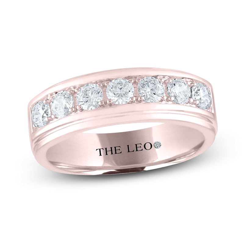 Men's THE LEO Diamond Wedding Band 1 ct tw Round-cut Rose Gold Plated